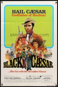 2w111 BLACK CAESAR 1sh '73 AIP Williamson blaxploitation, Godfather of Harlem art by G. Akimoto!