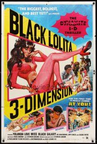 2w114 BLACK LOLITA 1sh '74 Collim 3-D art of sexy Yolanda Love as Miss Black Galaxy!