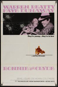2w135 BONNIE & CLYDE 1sh '67 notorious crime duo Warren Beatty & Faye Dunaway!