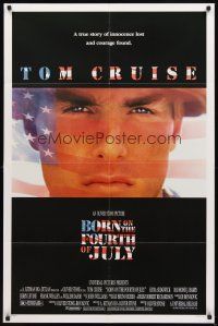 2w137 BORN ON THE FOURTH OF JULY 1sh '89 Oliver Stone, great patriotic image of Tom Cruise!