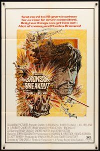 2w144 BREAKOUT red tagline style 1sh '75 Jim Pearsall action artwork, Charles Bronson!