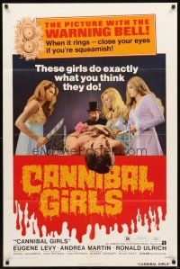 2w166 CANNIBAL GIRLS 1sh '73 Ivan Reitman Canadian horror comedy, they do exactly what you think!