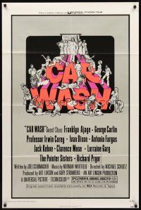 2w168 CAR WASH 1sh '76 written by Joel Schumacher, cool Drew Struzan art of cast around title!