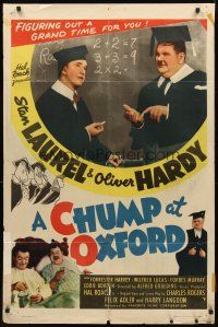 2w198 CHUMP AT OXFORD 1sh R46 great image of Laurel & Hardy solving math problems!