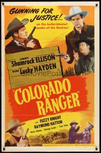 2w212 COLORADO RANGER 1sh '50 Jimmy Shamrock Ellison & Russ Lucky Hayden gunning for justice!