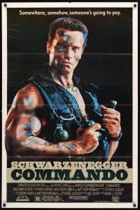 2w217 COMMANDO 1sh '85 Arnold Schwarzenegger is going to make someone pay!