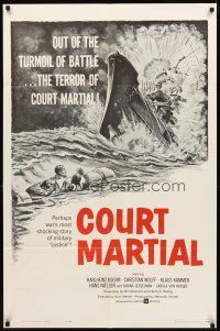 2w231 COURT MARTIAL 1sh '62 Kriegsgericht, World War II, cool exploding battleship art!