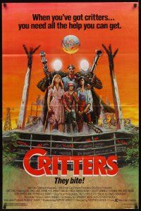 2w237 CRITTERS 1sh '86 great completely different art of cast & monsters by Ken Barr!