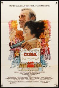 2w242 CUBA 1sh '79 cool artwork of Sean Connery & Brooke Adams and cigars!