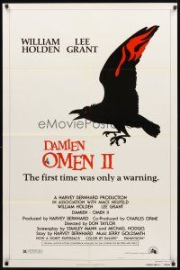 2w245 DAMIEN OMEN II style A 1sh '78 cool art of demonic crow, the first time was only a warning!