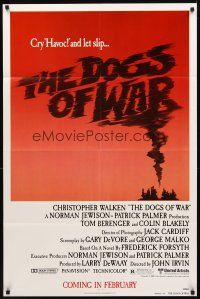 2w292 DOGS OF WAR advance 1sh '81 Christopher Walken, cool title art made from smoke!