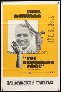 2w308 DROWNING POOL premiere teaser 1sh '75 cool image of Paul Newman as private eye Lew Harper!