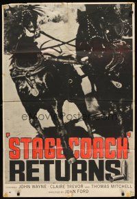 2w014 STAGECOACH English 1sh R60s John Wayne classic, cool different image of horses!