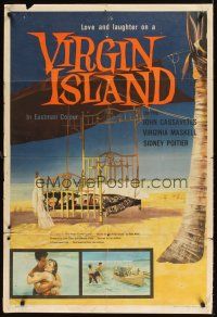 2w015 VIRGIN ISLAND English 1sh '58 John Cassavetes & sexy Virginia Maskell, art of bed on beach!