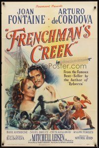 2w399 FRENCHMAN'S CREEK 1sh '44 c/u of pretty Joan Fontaine, swashbuckler Arturo de Cordova!