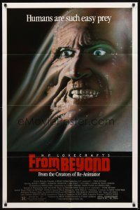 2w405 FROM BEYOND 1sh '86 H.P. Lovecraft, wild sci-fi horror image, humans are such easy prey!