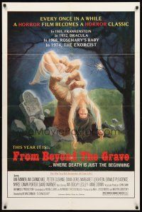 2w406 FROM BEYOND THE GRAVE 1sh '73 art of huge hand grabbing sexy near-naked girl from grave!