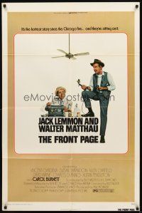 2w410 FRONT PAGE 1sh '75 art of Jack Lemmon & Walter Matthau, directed by Billy Wilder!