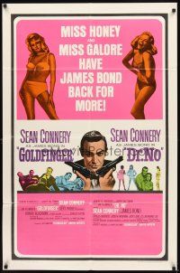 2w439 GOLDFINGER/DR. NO 1sh '66 Sean Connery as James Bond, plus sexy Miss Honey & Miss Galore!