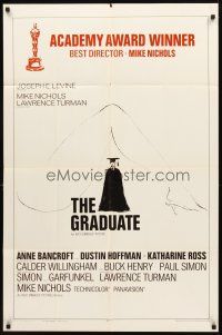 2w447 GRADUATE awards style B 1sh '68 classic art of Dustin Hoffman & Anne Bancroft's sexy leg!