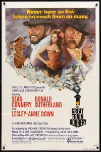 2w456 GREAT TRAIN ROBBERY 1sh '79 art of Sean Connery, Sutherland & Lesley-Anne Down by Tom Jung!