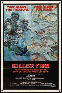 2w574 KILLER FISH 1sh '79 Lee Majors, Karen Black, piranha & divers horror artwork!