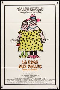 2w587 LA CAGE AUX FOLLES 1sh '79 Ugo Tognazzi, great wacky cross-dressing art by Lou Myers!