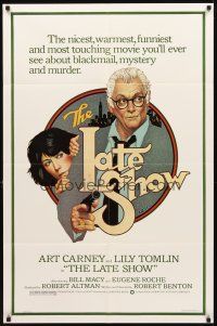 2w597 LATE SHOW 1sh '77 great artwork of Art Carney & Lily Tomlin by Richard Amsel!