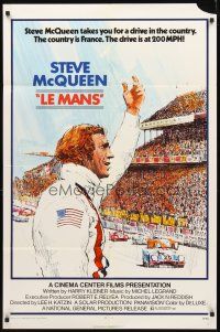 2w601 LE MANS 1sh '71 artwork of race car driver Steve McQueen waving at fans!