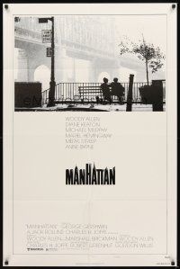 2w645 MANHATTAN style B 1sh '79 Woody Allen & Diane Keaton in New York City by bridge!