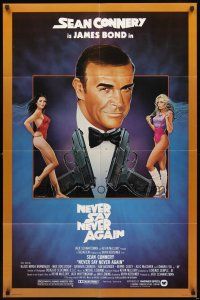 2w675 NEVER SAY NEVER AGAIN 1sh '83 art of Sean Connery as James Bond 007 by Rudy Obrero!