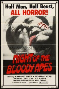 2w676 NIGHT OF THE BLOODY APES 1sh '72 La Horripilante bestia humana, Mexican horror!