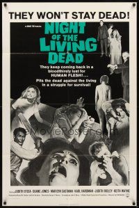 2w677 NIGHT OF THE LIVING DEAD 1sh '68 George Romero zombie classic, they lust for human flesh!