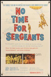 2w683 NO TIME FOR SERGEANTS 1sh '58 Andy Griffith, wacky Air Force paratrooper artwork!