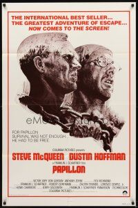 2w708 PAPILLON 1sh R80 art of prisoners Steve McQueen & Dustin Hoffman by Tom Jung!