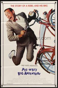 2w715 PEE-WEE'S BIG ADVENTURE 1sh '85 Tim Burton, best image of Paul Reubens & his beloved bike!