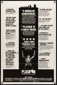 2w719 PLATOON reviews 1sh '86 Oliver Stone, Tom Berenger, Willem Dafoe, Vietnam War!