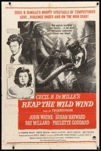 2w748 REAP THE WILD WIND 1sh R64 John Wayne, Milland, Paulette Goddard, Susan Hayward!