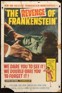 2w755 REVENGE OF FRANKENSTEIN 1sh '58 Peter Cushing in the greatest horrorama, cool monster art!