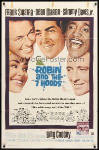 2w764 ROBIN & THE 7 HOODS 1sh '64 Sinatra, Dean Martin, Sammy Davis Jr, Bing Crosby, Rat Pack!