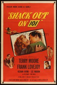 2w796 SHACK OUT ON 101 1sh '56 Terry Moore & Lee Marvin on the shady side of the highway!