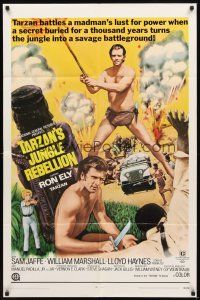 2w869 TARZAN'S JUNGLE REBELLION 1sh '70 Ron Ely in loincloth battles a madman's lust for power!