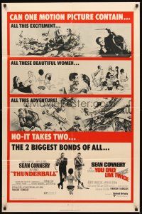 2w896 THUNDERBALL/YOU ONLY LIVE TWICE 1sh '71 Sean Connery's two biggest James Bonds of all!
