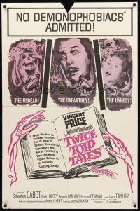 2w923 TWICE TOLD TALES 1sh '63 Vincent Price, Nathaniel Hawthorne, a trio of unholy horror!