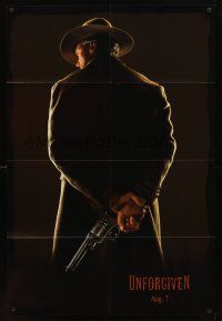 2w932 UNFORGIVEN dated teaser DS 1sh '92 image of gunslinger Clint Eastwood w/his back turned!
