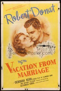 2w938 VACATION FROM MARRIAGE 1sh '45 great artwork of Robert Donat & Deborah Kerr!