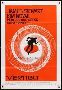 2w946 VERTIGO 1sh R96 Alfred Hitchcock classic, wonderful artwork by Saul Bass!