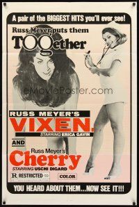 2w957 VIXEN/CHERRY, HARRY & RAQUEL 1sh '68 Russ Meyer's lusty busty superwomen in action!