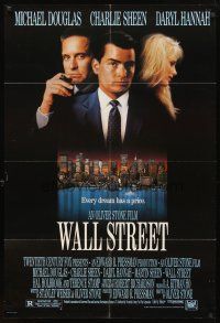 2w959 WALL STREET 1sh '87 Michael Douglas, Charlie Sheen, Daryl Hannah, Oliver Stone!