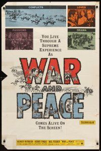 2w961 WAR & PEACE 1sh R63 art of Audrey Hepburn, Henry Fonda & Mel Ferrer, Leo Tolstoy epic!